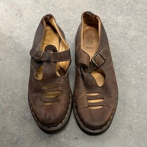 Dr. Martens Dark Brown Leather Strap Sandals